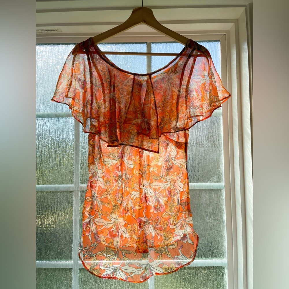 Warehouse orange Y2K floral top size M